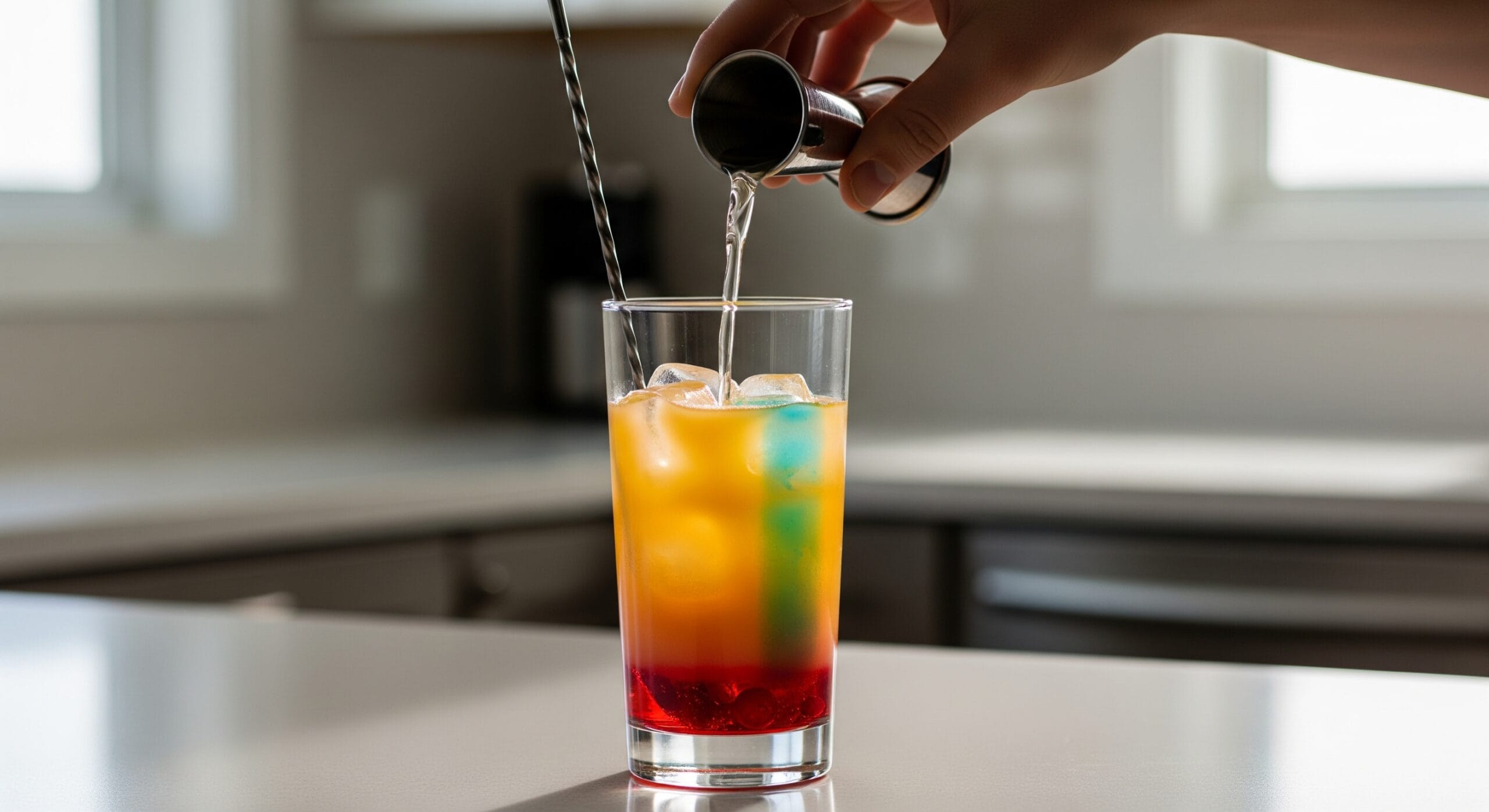 Nalievanie alkoholu a džúsov